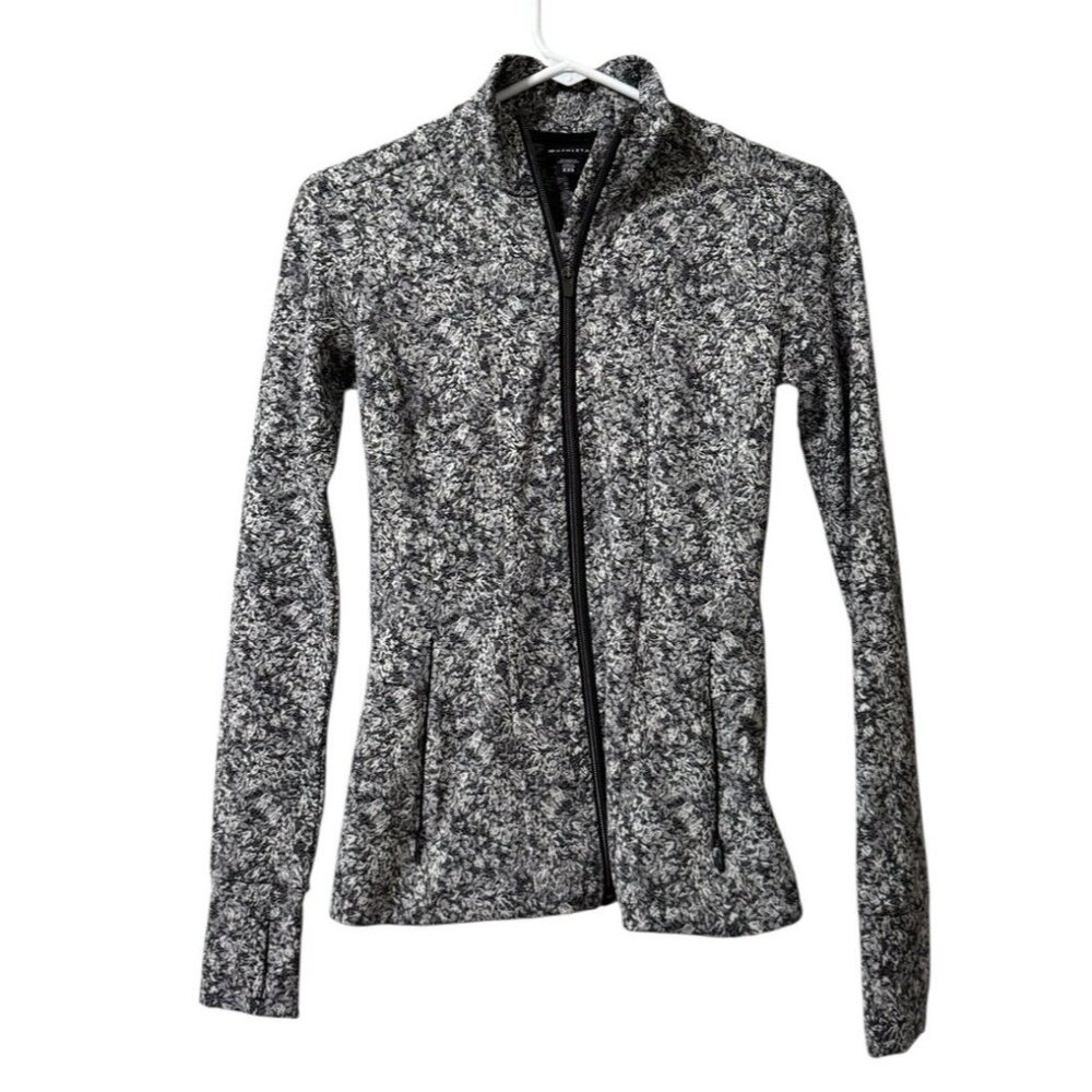 Athleta Shanti Salutation Textured Full Zip Jacket Moonflower Black Size XXS